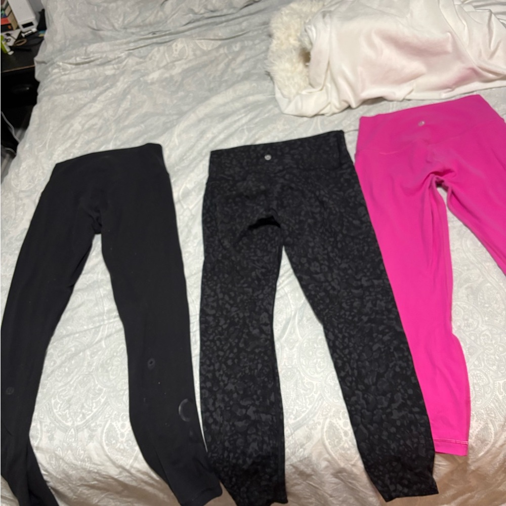 Stylish lulu Leggings - Black, Leopard, and Pink
